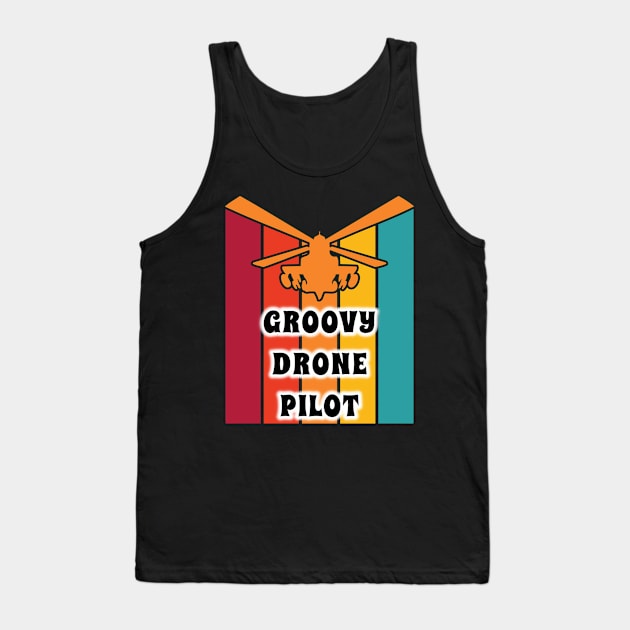 Groovy Drone Pilot Halloween Costume Party Retro Vintage 70s Tank Top by coloringiship
